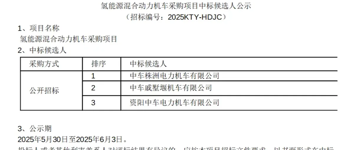中车株洲预中标氢混动力机车项目 包钢股份机车改造招标