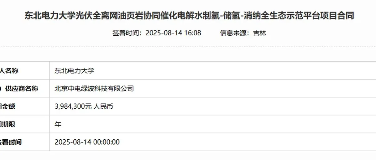中电绿波获东北电力大学光伏全离网制储氢消纳示范平台订单