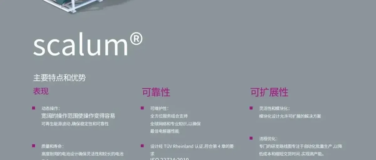 37套4000Nm³/h电解槽 交付740兆瓦绿氢工厂