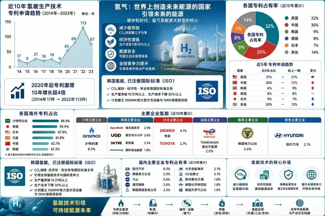 氢能专利战打响,中美领跑,韩国押国际标准
