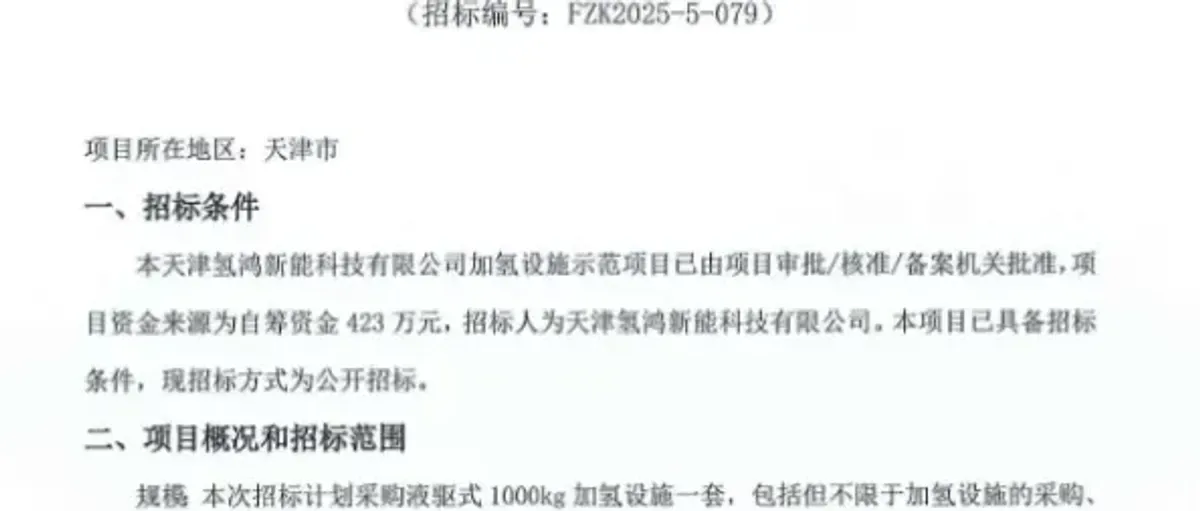 天津氢鸿新能液驱式1000kg加氢设施采购 正星氢电供货中石化