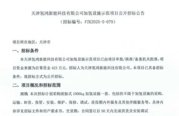天津氢鸿新能液驱式1000kg加氢设施采购 正星氢电供货中石化
